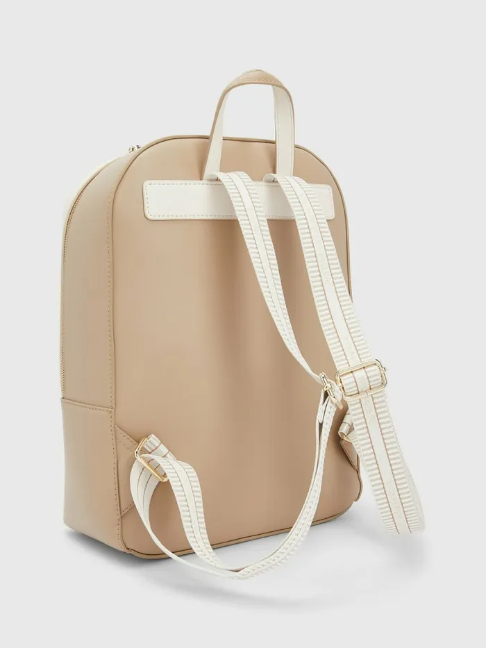 Tommy Hilfiger Iconic Signature Backpack Beige Womens Bags Gift Ideas