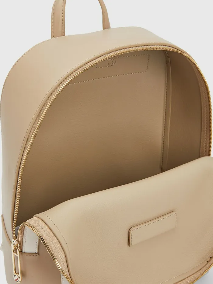 Tommy Hilfiger Iconic Signature Backpack Beige Womens Bags Gift Ideas