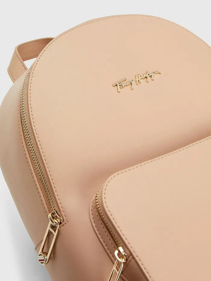 Tommy Hilfiger Iconic Signature Plaque Backpack Sandrift Womens Bags Gift Ideas