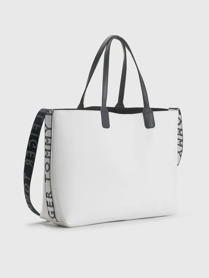 Tommy Hilfiger Iconic Signature Tote Bright White Womens Bags Sale
