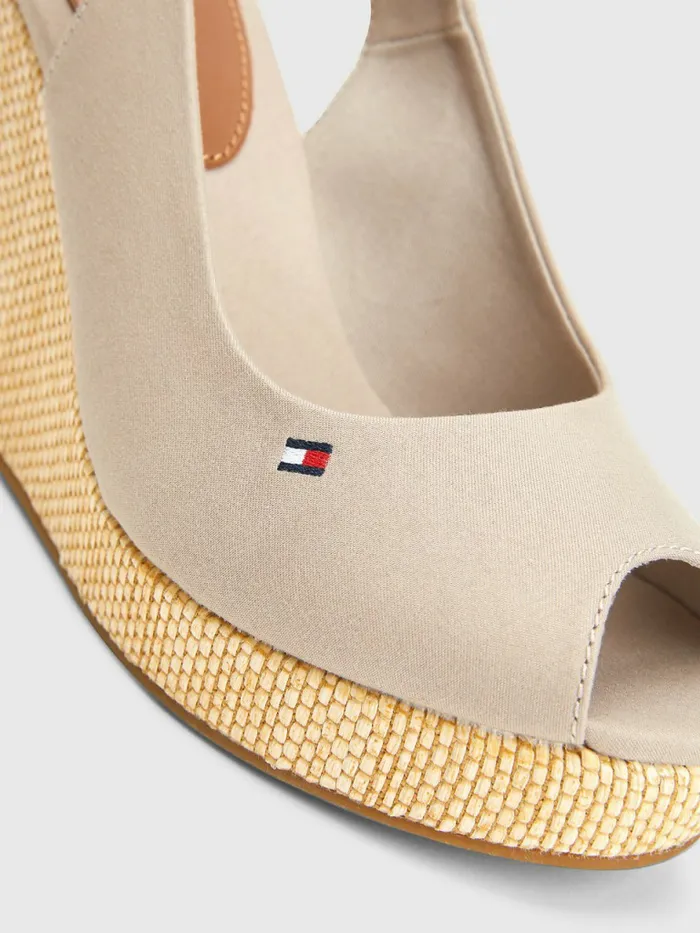 Tommy Hilfiger Iconic Slingback Espadrille High Heel Wedges Stone Womens Sandals Online