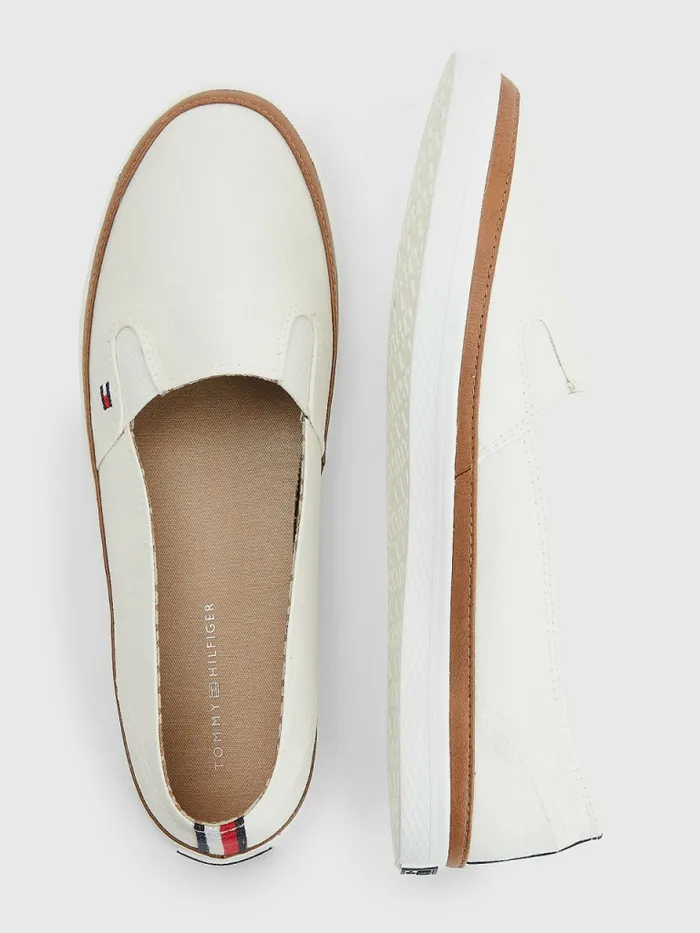 Tommy Hilfiger Iconic SlipOn Trainers White Whisper Womens Trainers Popular