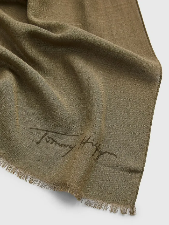 Tommy Hilfiger Iconic Th Modern Scarf WoodbridgeEcru Womens Hats and Scarves Cheap On Sale