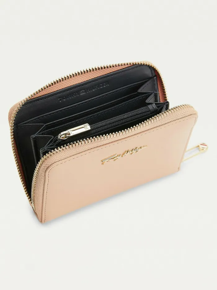 Tommy Hilfiger Iconic ZipAround Medium Wallet Sandrift Womens Wallets and Keyrings Sale