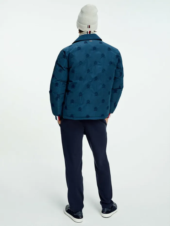 Tommy Hilfiger Icons Crest Embroidery Coach Jacket Dark Lakeside Mens Coats and Jackets Gift for Friend