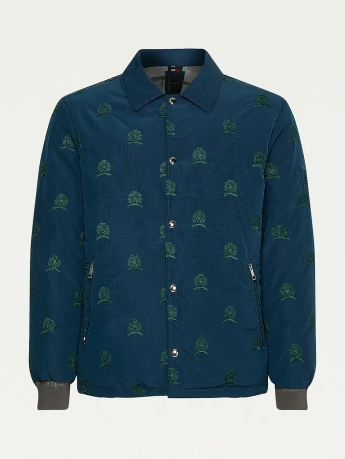 Tommy Hilfiger Icons Crest Embroidery Coach Jacket Dark Lakeside Mens Coats and Jackets Gift for Friend