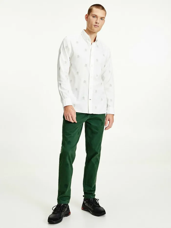 Tommy Hilfiger Icons Crest Embroidery Regular Fit Shirt EcruAlabaster Mens Shirts Cheap On Sale Tommy Hilfiger Icons Crest Embroidery Regular Fit Shirt EcruAlabaster Mens Shirts Cheap On Sale