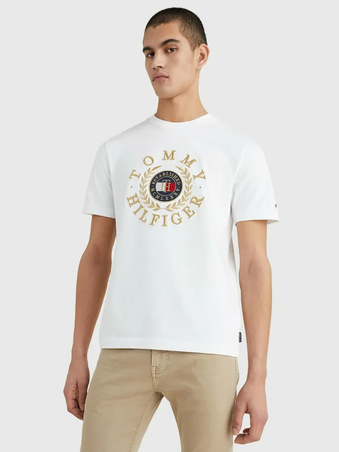 Tommy Hilfiger Icons Embroidery TShirt White Mens TShirts Cheap On Sale
