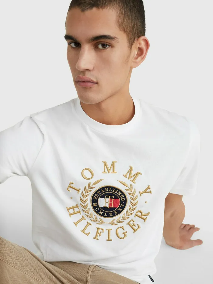 Tommy Hilfiger Icons Embroidery TShirt White Mens TShirts Cheap On Sale
