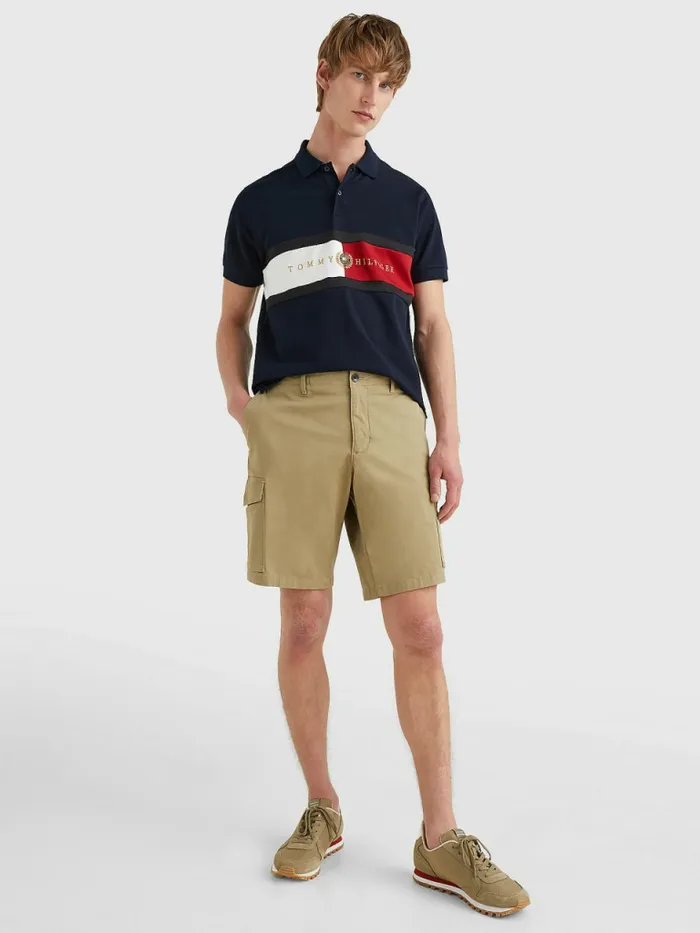 Tommy Hilfiger Icons Logo Regular Fit Polo Desert Sky Mens Polo Shirts Casaul
