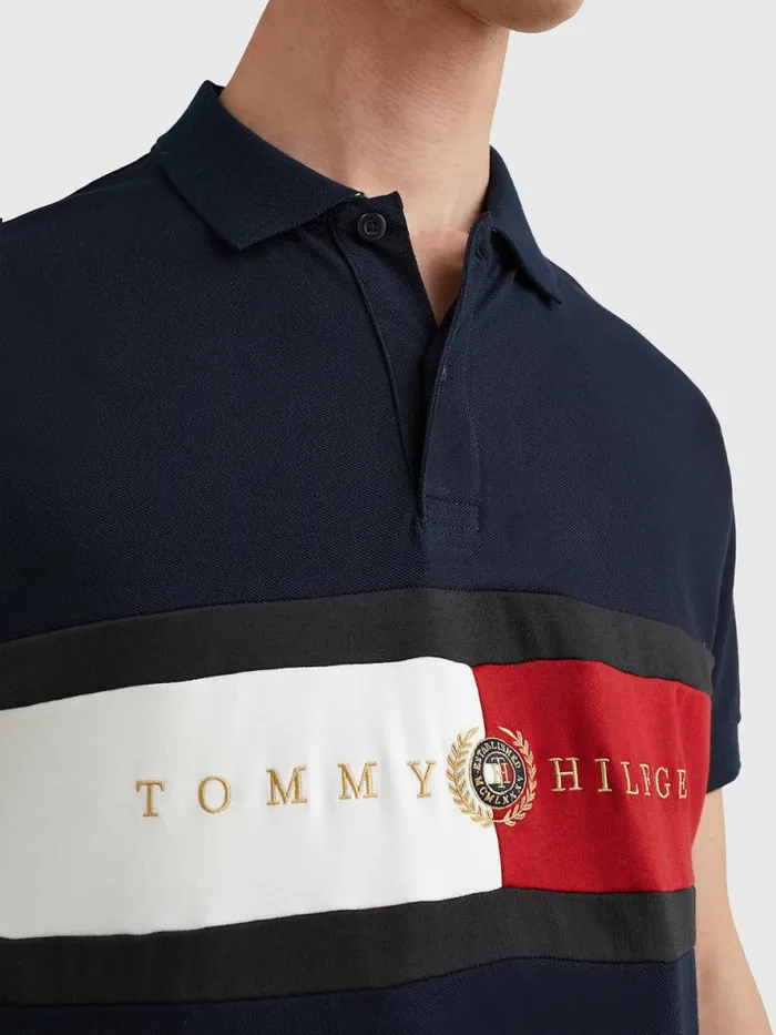 Tommy Hilfiger Icons Logo Regular Fit Polo Desert Sky Mens Polo Shirts Casaul