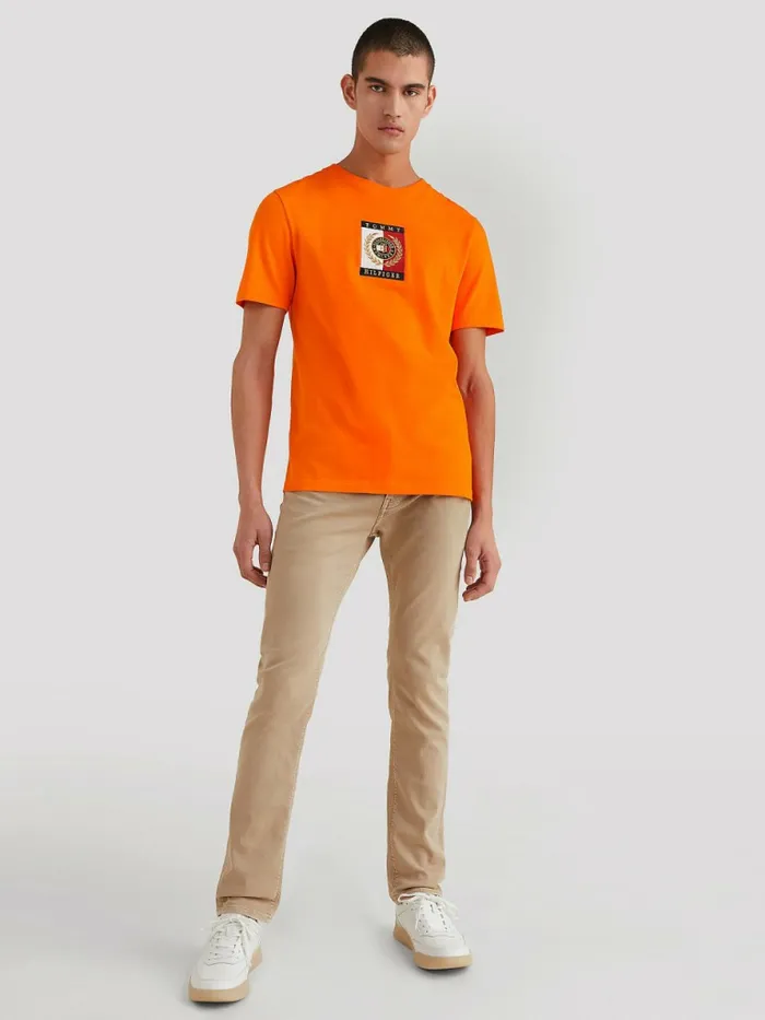 Tommy Hilfiger Icons Logo TShirt Hawaiian Orange Mens TShirts Sale