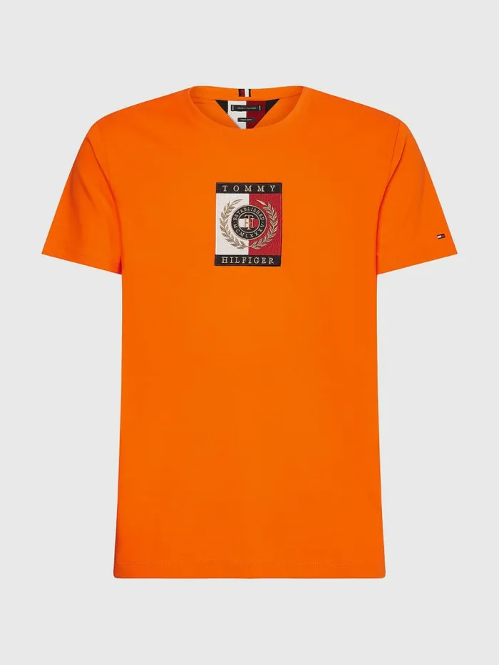 Tommy Hilfiger Icons Logo TShirt Hawaiian Orange Mens TShirts Sale