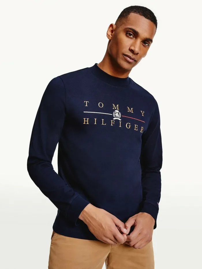 Tommy Hilfiger Icons Mock Turtleneck Long Sleeve TShirt Desert Sky Mens TShirts Gift for Friend Tommy Hilfiger Icons Mock Turtleneck Long Sleeve TShirt Desert Sky Mens TShirts Gift for Friend