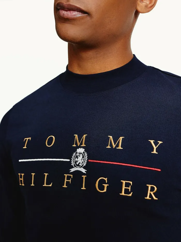 Tommy Hilfiger Icons Mock Turtleneck Long Sleeve TShirt Desert Sky Mens TShirts Gift for Friend