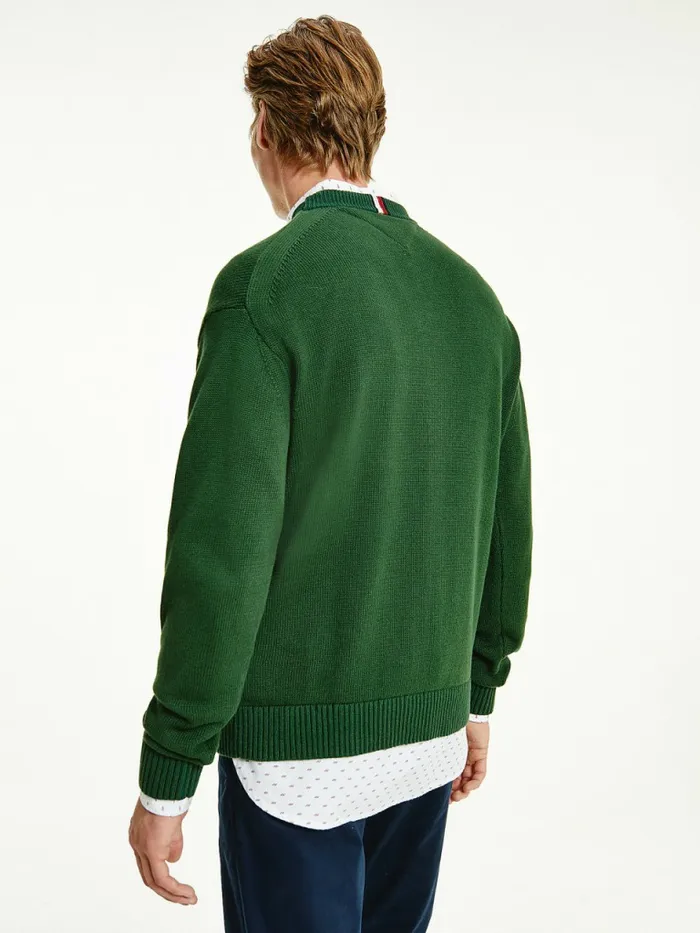 Tommy Hilfiger Icons Oversized Crest Flag Jumper National Forest Mens Knitwear Gift 4 You