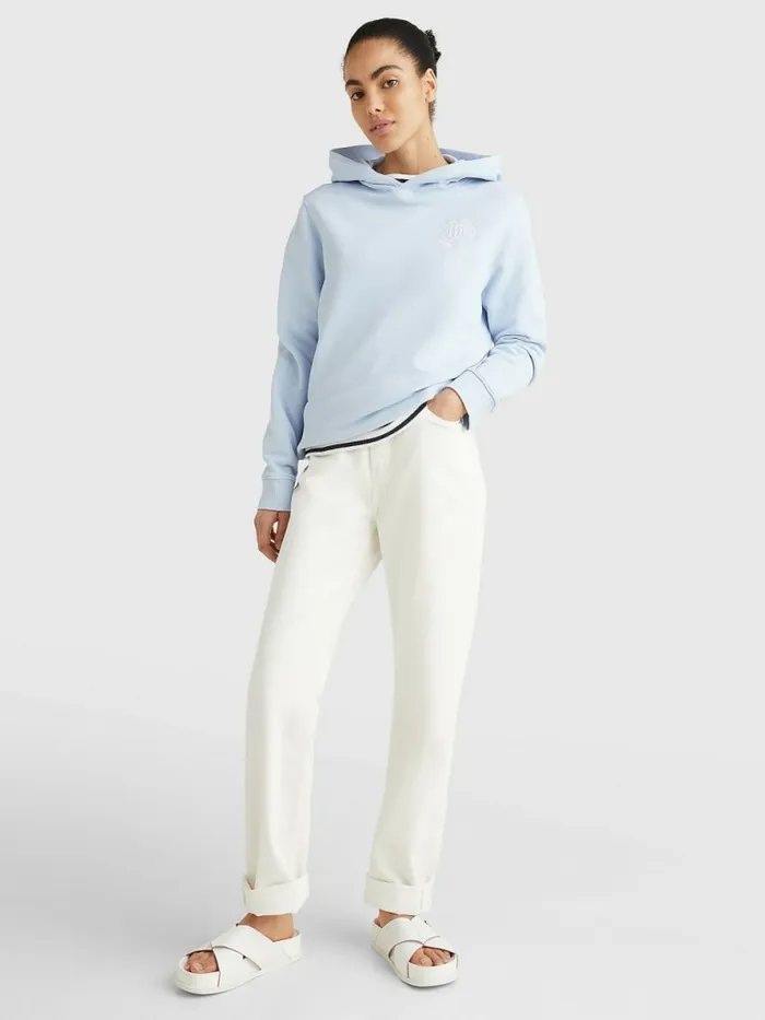 Tommy Hilfiger Interlock Circle Logo Hoody Breezy Blue Womens Sweatshirts and Hoodies Gift 4 You