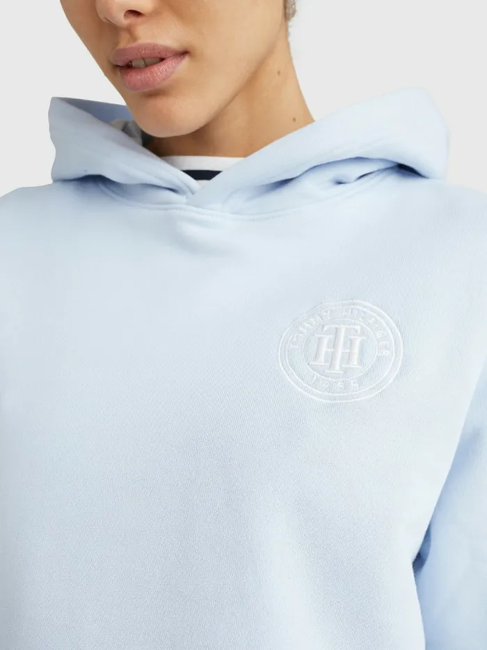 Tommy Hilfiger Interlock Circle Logo Hoody Breezy Blue Womens Sweatshirts and Hoodies Gift 4 You