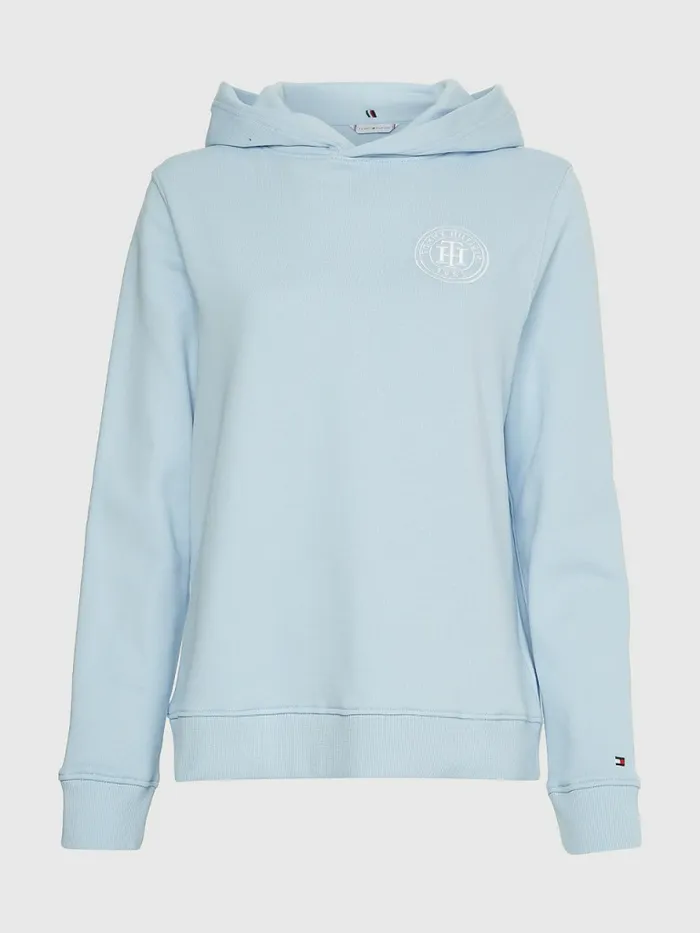 Tommy Hilfiger Interlock Circle Logo Hoody Breezy Blue Womens Sweatshirts and Hoodies Gift 4 You