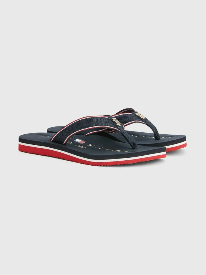 Tommy Hilfiger Interlock Monogram FlipFlops Desert Sky Womens Sandals Fashion Tommy Hilfiger Interlock Monogram FlipFlops Desert Sky Womens Sandals Fashion