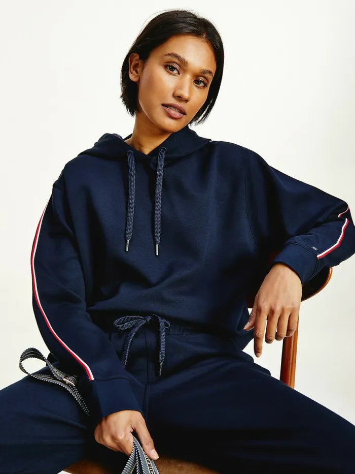 Tommy Hilfiger Interlock Signature Tape Hoody Desert Sky Womens Sweatshirts and Hoodies Cheap On Sale Tommy Hilfiger Interlock Signature Tape Hoody Desert Sky Womens Sweatshirts and Hoodies Cheap On Sale