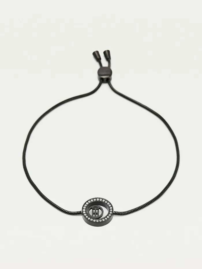 Tommy Hilfiger IonicPlated Monogram Crystal Circle Bracelet Black Ip Womens Jewellery Tommy Hilfiger IonicPlated Monogram Crystal Circle Bracelet Black Ip Womens Jewellery