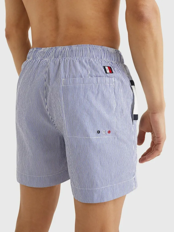 Tommy Hilfiger Ithaca Stripe ColourBlocked Mid Length Shorts Hilfiger Blue Stripe Mens Swimwear On Sale