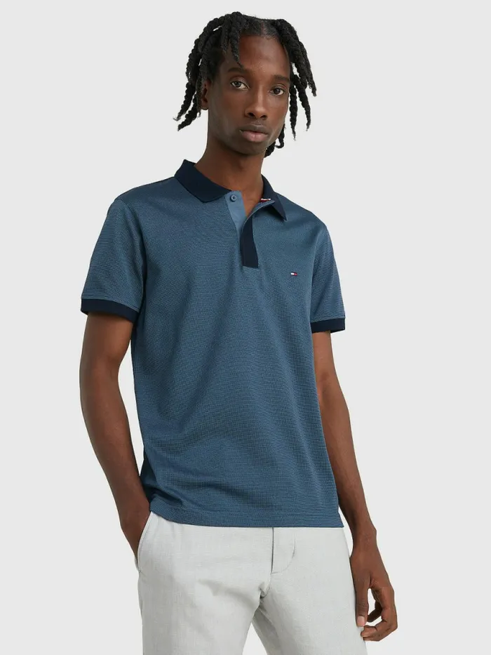 Tommy Hilfiger Jacquard Slim Fit Polo Charcoal BlueDesert Sky Mens Polo Shirts On Sale Tommy Hilfiger Jacquard Slim Fit Polo Charcoal BlueDesert Sky Mens Polo Shirts On Sale