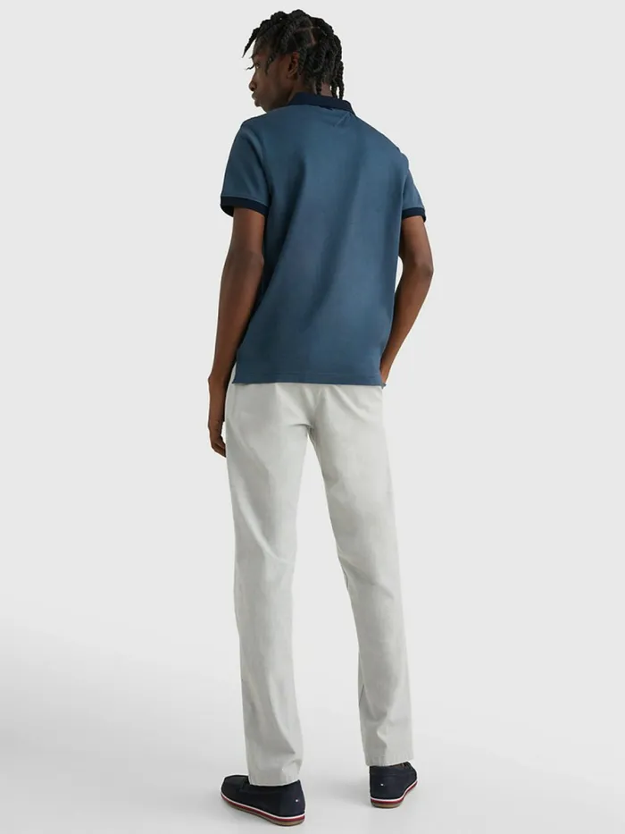 Tommy Hilfiger Jacquard Slim Fit Polo Charcoal BlueDesert Sky Mens Polo Shirts On Sale