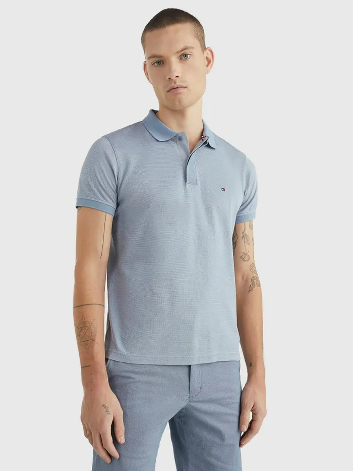 Tommy Hilfiger Jacquard Slim Fit Polo Daybreak BlueFeather White Mens Polo Shirts Fashion Tommy Hilfiger Jacquard Slim Fit Polo Daybreak BlueFeather White Mens Polo Shirts Fashion