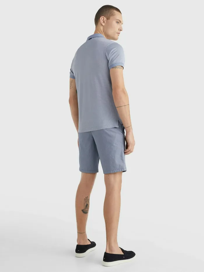 Tommy Hilfiger Jacquard Slim Fit Polo Daybreak BlueFeather White Mens Polo Shirts Fashion