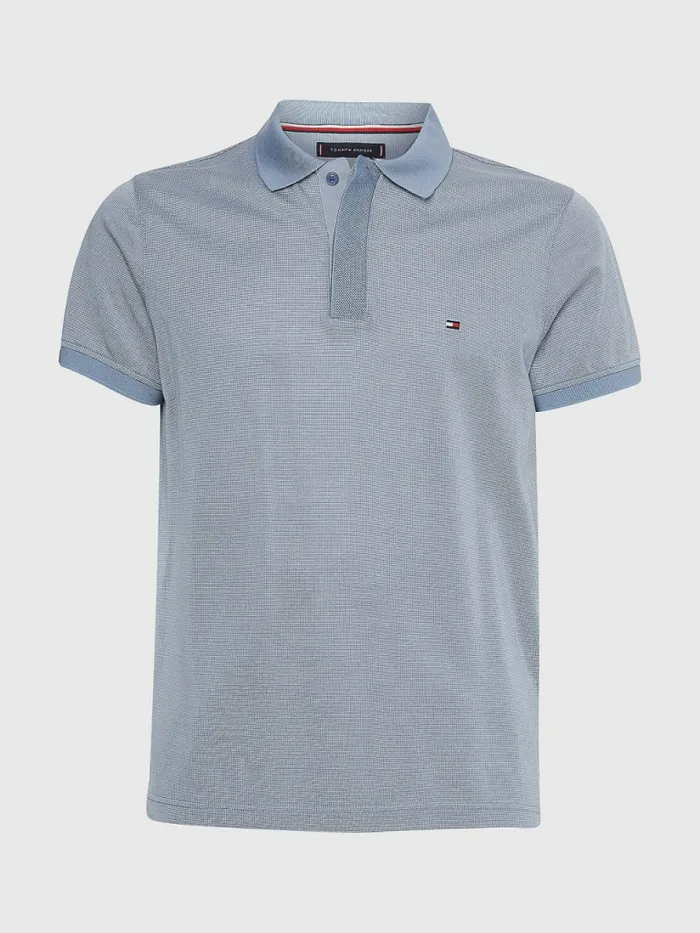 Tommy Hilfiger Jacquard Slim Fit Polo Daybreak BlueFeather White Mens Polo Shirts Fashion