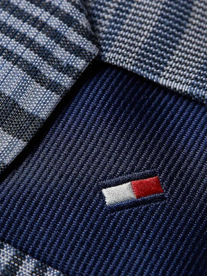 Tommy Hilfiger Jacquard Weave Check Tie Light BlueNavyWhite Mens Ties and Pocket Squares