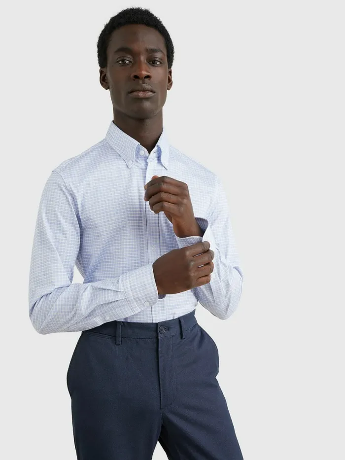 Tommy Hilfiger Jersey Check Slim Fit Shirt Th Classic BlueTh White Mens Shirts Online Tommy Hilfiger Jersey Check Slim Fit Shirt Th Classic BlueTh White Mens Shirts Online