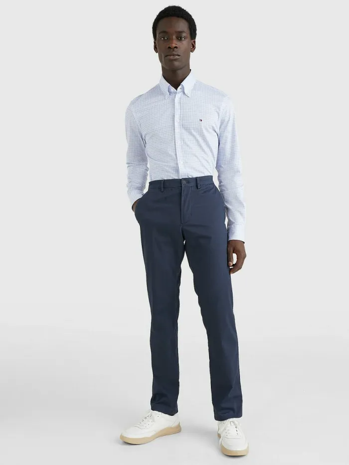 Tommy Hilfiger Jersey Check Slim Fit Shirt Th Classic BlueTh White Mens Shirts Online