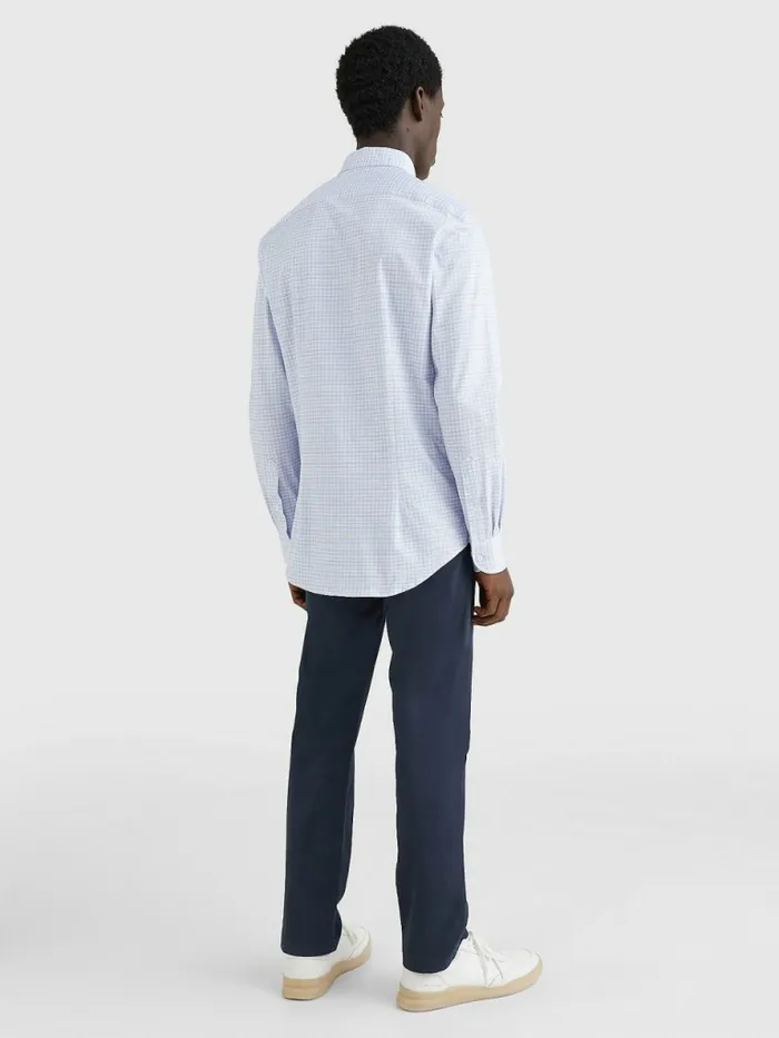 Tommy Hilfiger Jersey Check Slim Fit Shirt Th Classic BlueTh White Mens Shirts Online