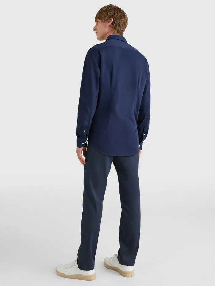 Tommy Hilfiger Jersey Solid Slim Fit Shirt Navy Iris Mens Shirts Fashion