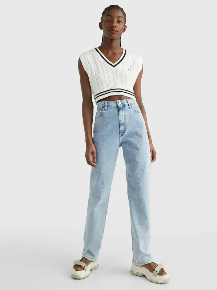 Tommy Hilfiger Julie Ultra High Rise Straight Jeans Denim Light Womens Jeans Casaul