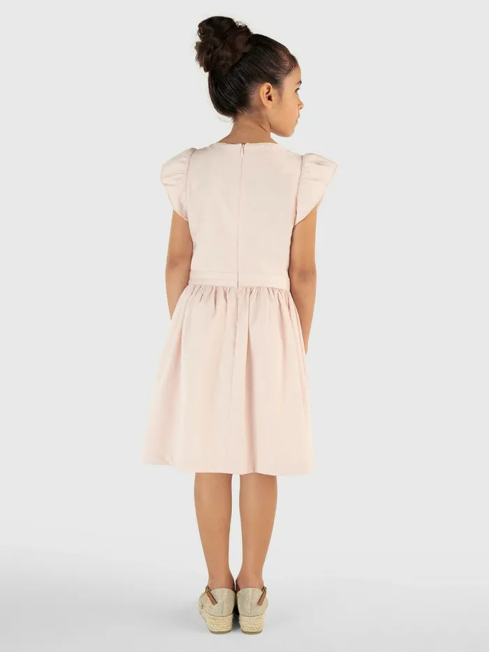 Tommy Hilfiger Knee Length Poplin Dress Whimsy Pink Girls Dresses Popular