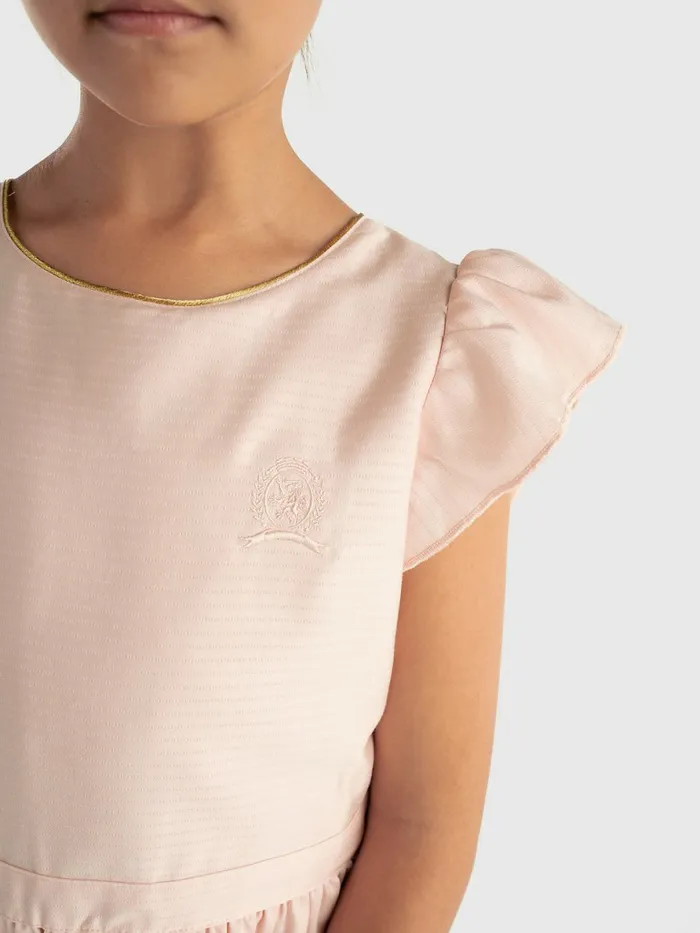 Tommy Hilfiger Knee Length Poplin Dress Whimsy Pink Girls Dresses Popular