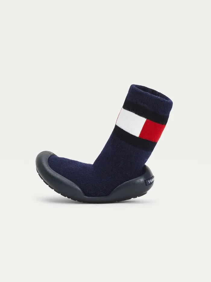 Tommy Hilfiger Knitted ColourBlocked Slipper Sock Boots Blue Boys Shoes and Accessories Casaul