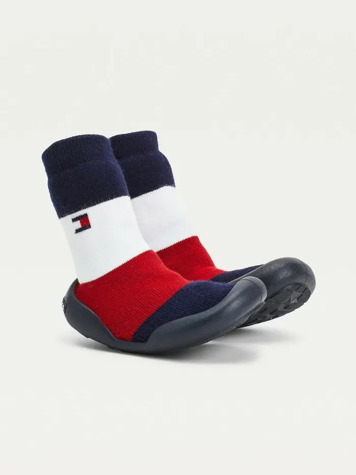 Tommy Hilfiger Knitted Signature Slipper Sock Boots BlueRedWhite Boys Shoes and Accessories Sale Tommy Hilfiger Knitted Signature Slipper Sock Boots BlueRedWhite Boys Shoes and Accessories Sale
