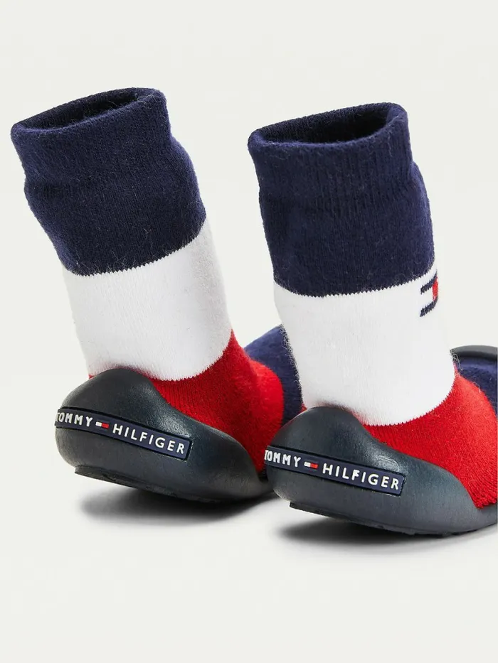 Tommy Hilfiger Knitted Signature Slipper Sock Boots BlueRedWhite Boys Shoes and Accessories Sale