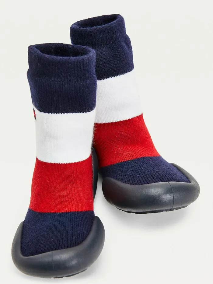 Tommy Hilfiger Knitted Signature Slipper Sock Boots BlueRedWhite Boys Shoes and Accessories Sale