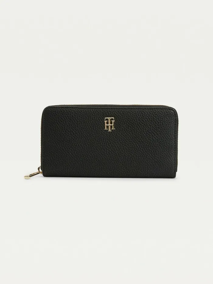Tommy Hilfiger Large ZipAround Monogram Wallet Black Womens Wallets and Keyrings Online Tommy Hilfiger Large ZipAround Monogram Wallet Black Womens Wallets and Keyrings Online
