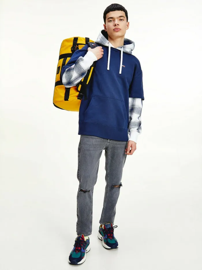 Tommy Hilfiger Layered Check Print Relaxed Hoody Twilight Navy Mens Sweatshirts and Hoodies Casaul Tommy Hilfiger Layered Check Print Relaxed Hoody Twilight Navy Mens Sweatshirts and Hoodies Casaul