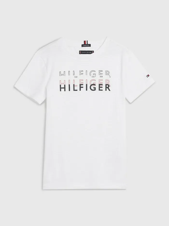 Tommy Hilfiger Layered Logo TShirt White Boys TShirts and Polos Online