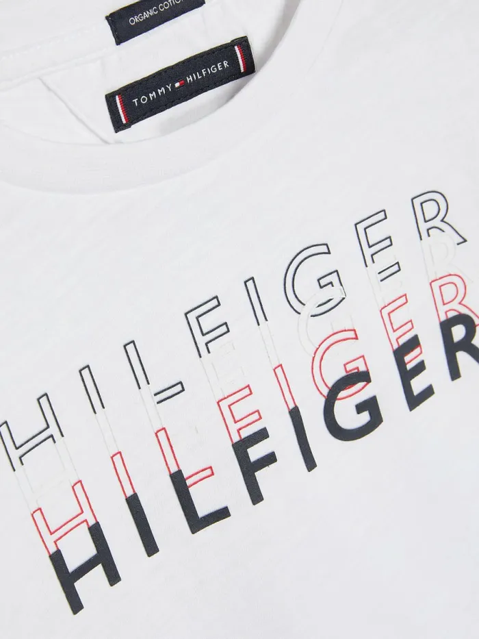 Tommy Hilfiger Layered Logo TShirt White Boys TShirts and Polos Online