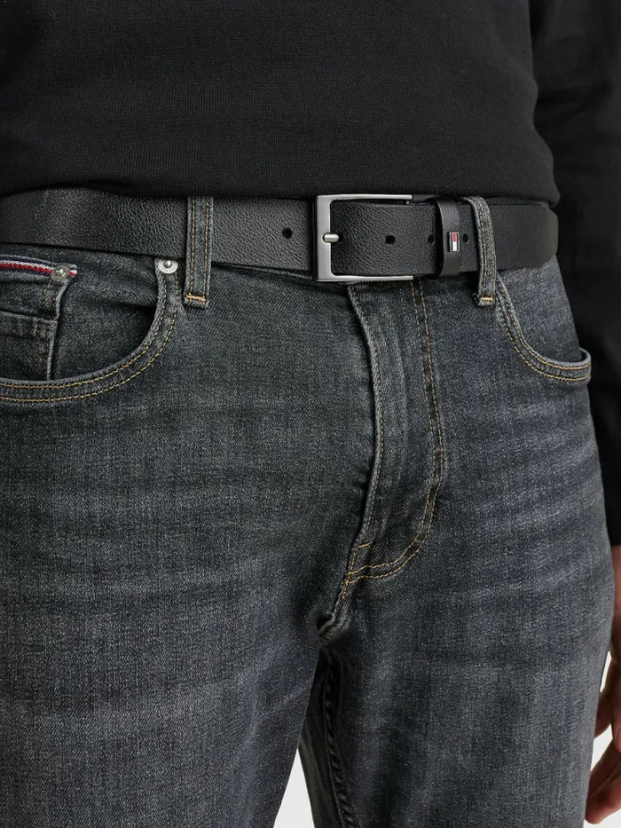 Tommy Hilfiger Layton Adjustable Leather Belt Black Mens Belts Near Me