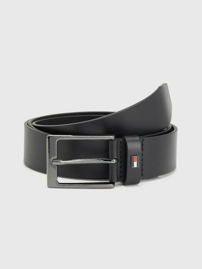 Tommy Hilfiger Layton Leather Flag Belt Black Mens Belts Near Me